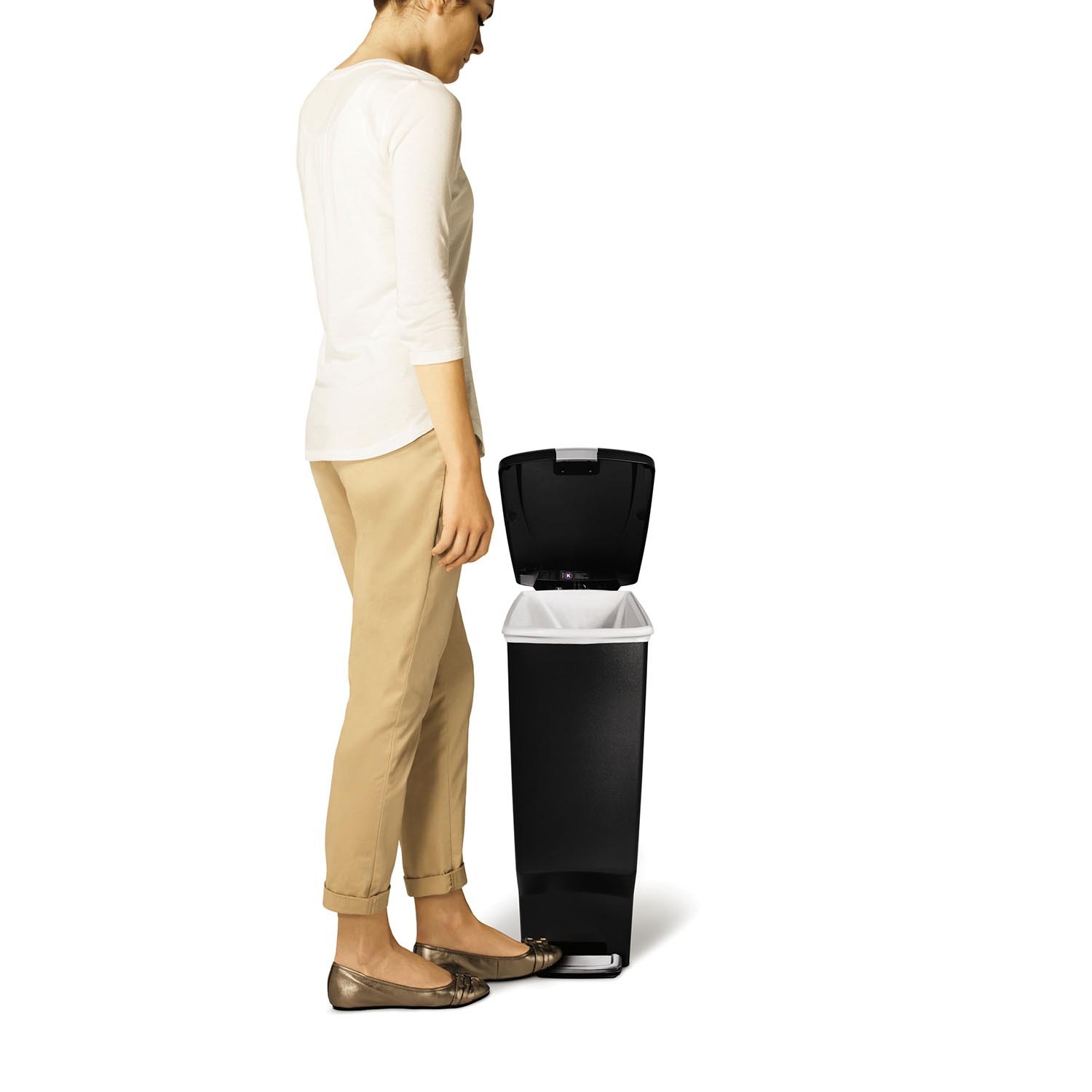 Simplehuman Black Slim Pedal Plastic Bin 40L Image 3