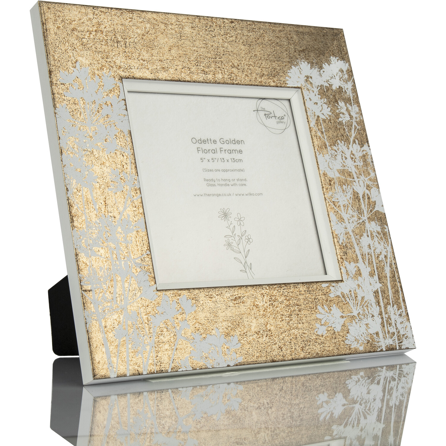 Odette Golden Floral Photo Frame Gold 5 x 5in Image 2
