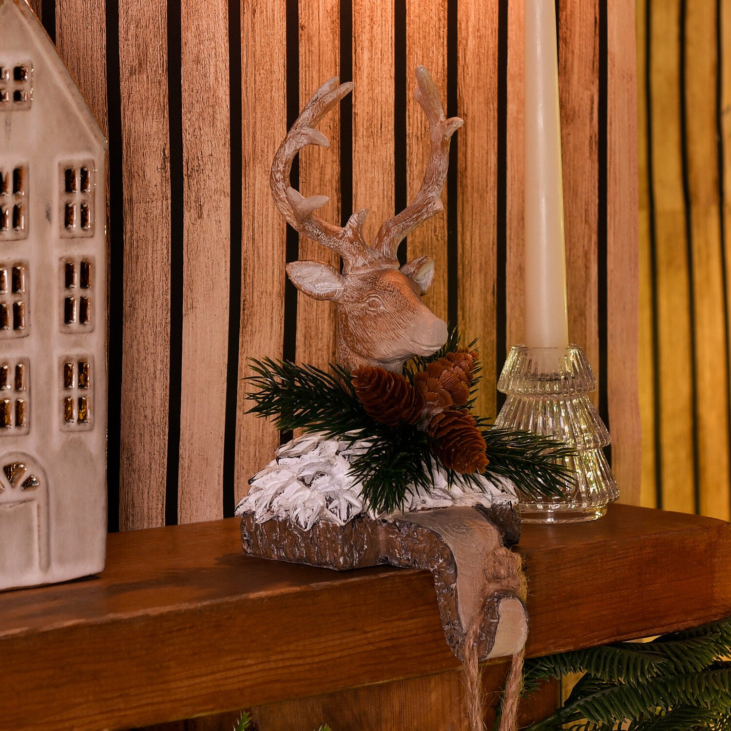 Rustic Stag Stocking Holder Brown Image 2