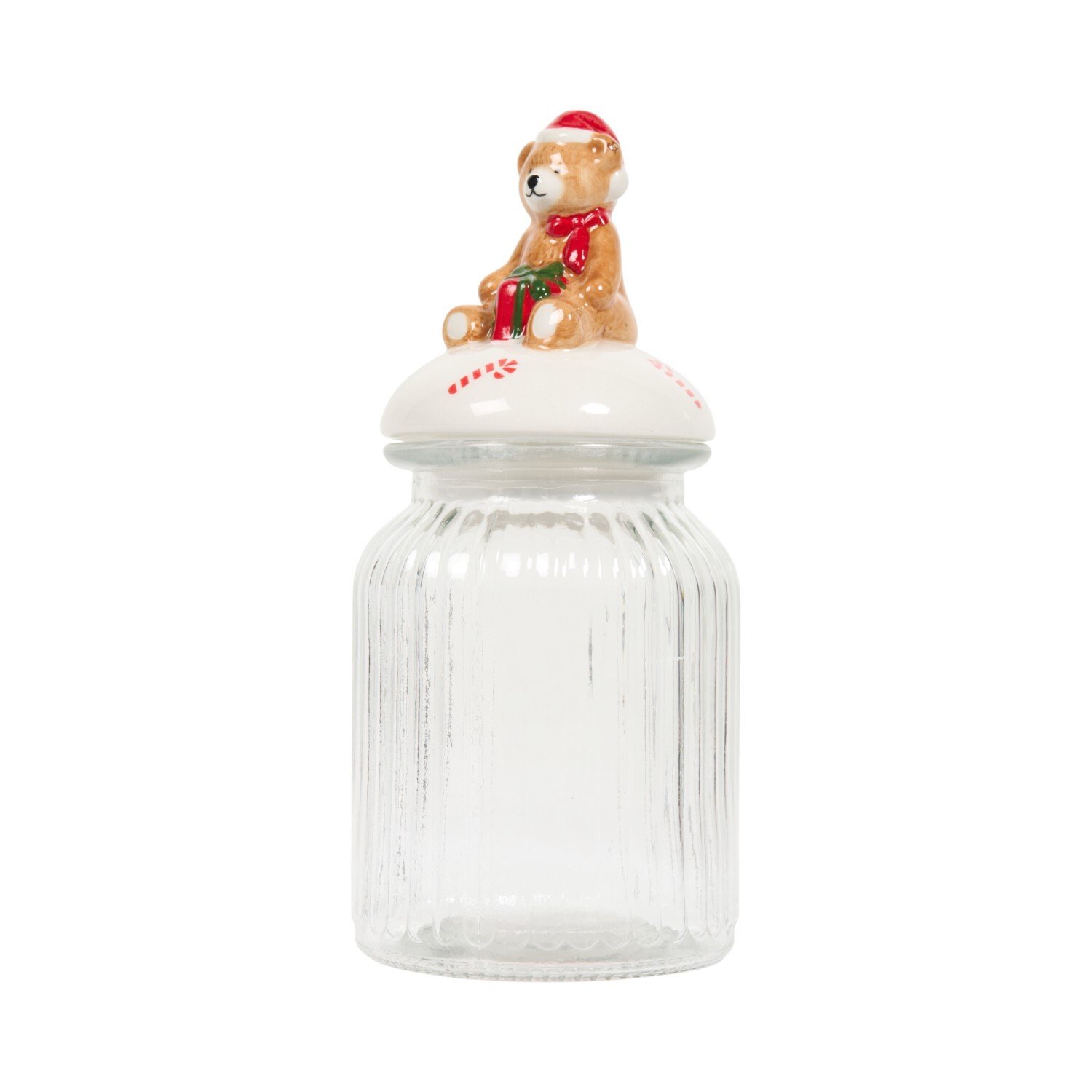 Glass Storage Jar with Teddy Bear Lid Clear Image 4