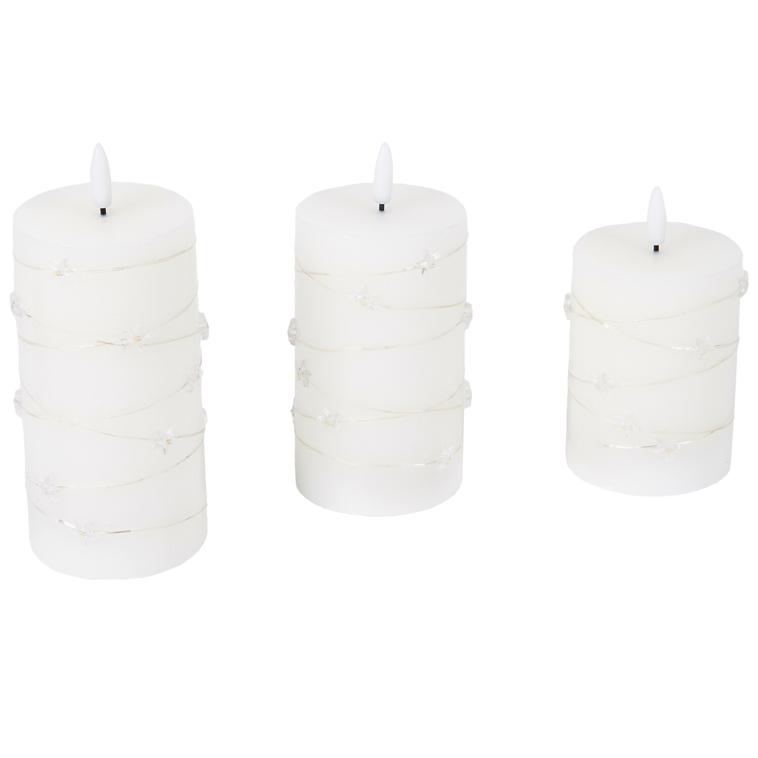 Pack of 3 Star LED Candles White Image 4