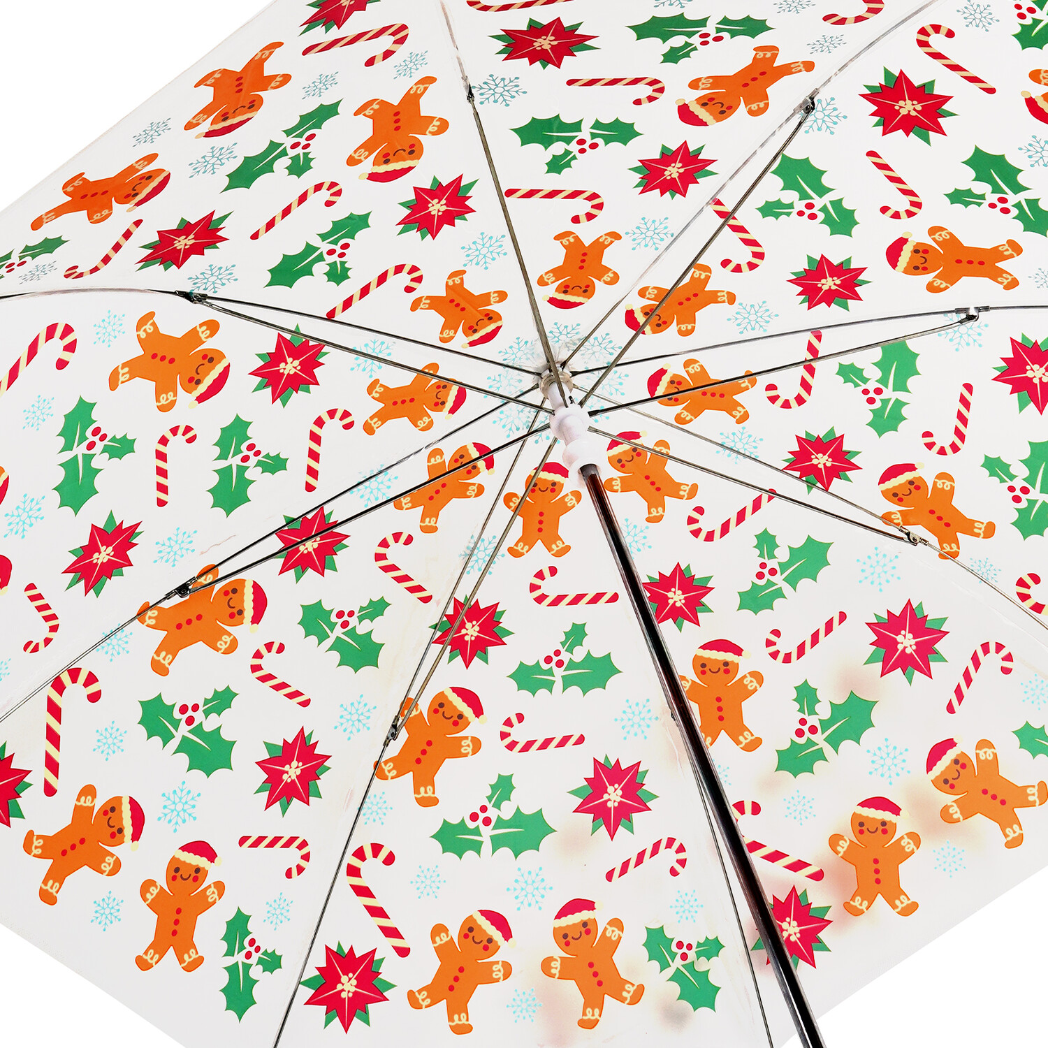 Girls Clear Dome Gingerbread Umbrella - Multicolour Image 3