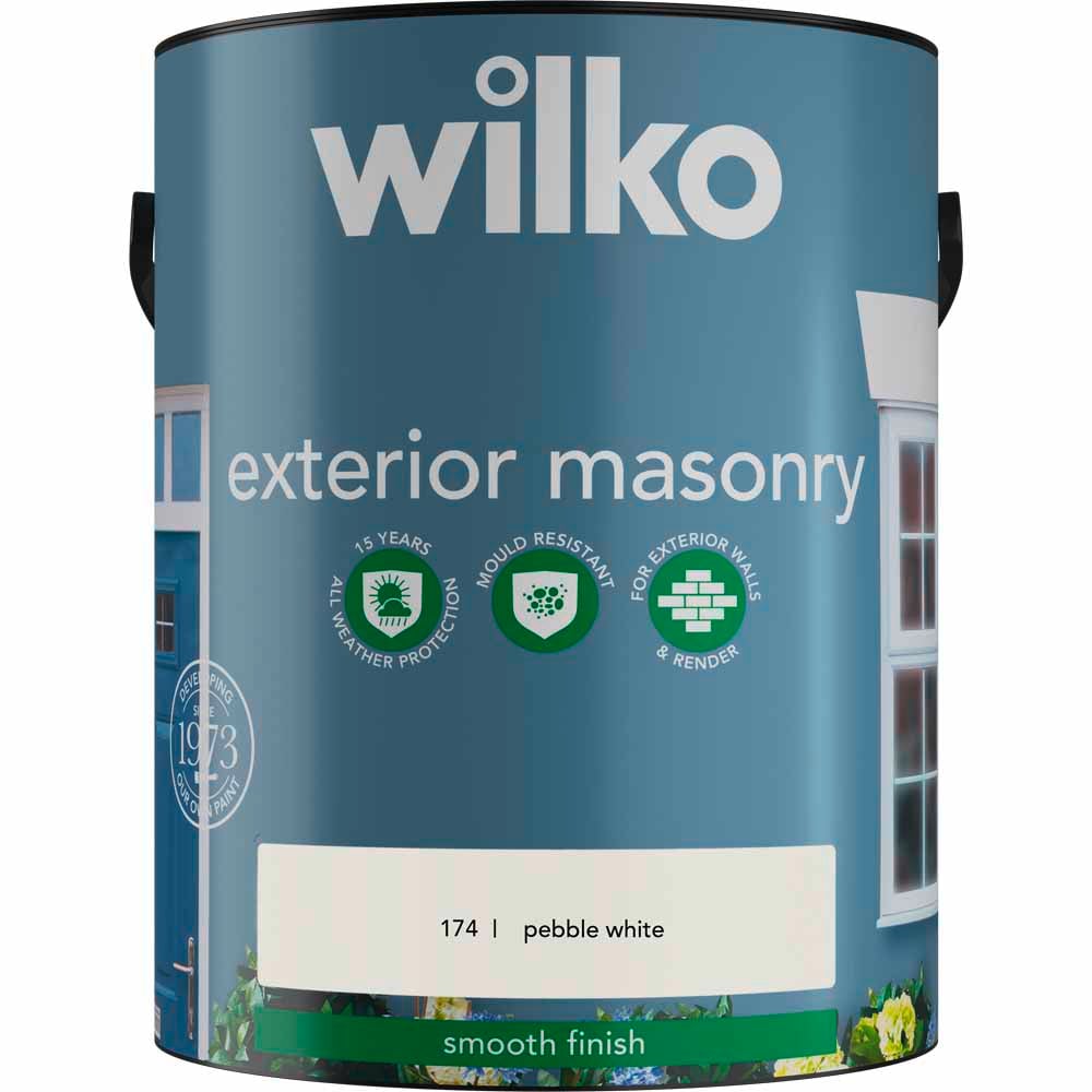 Wilko Pebble White Smooth Masonry Paint 5L Image 2