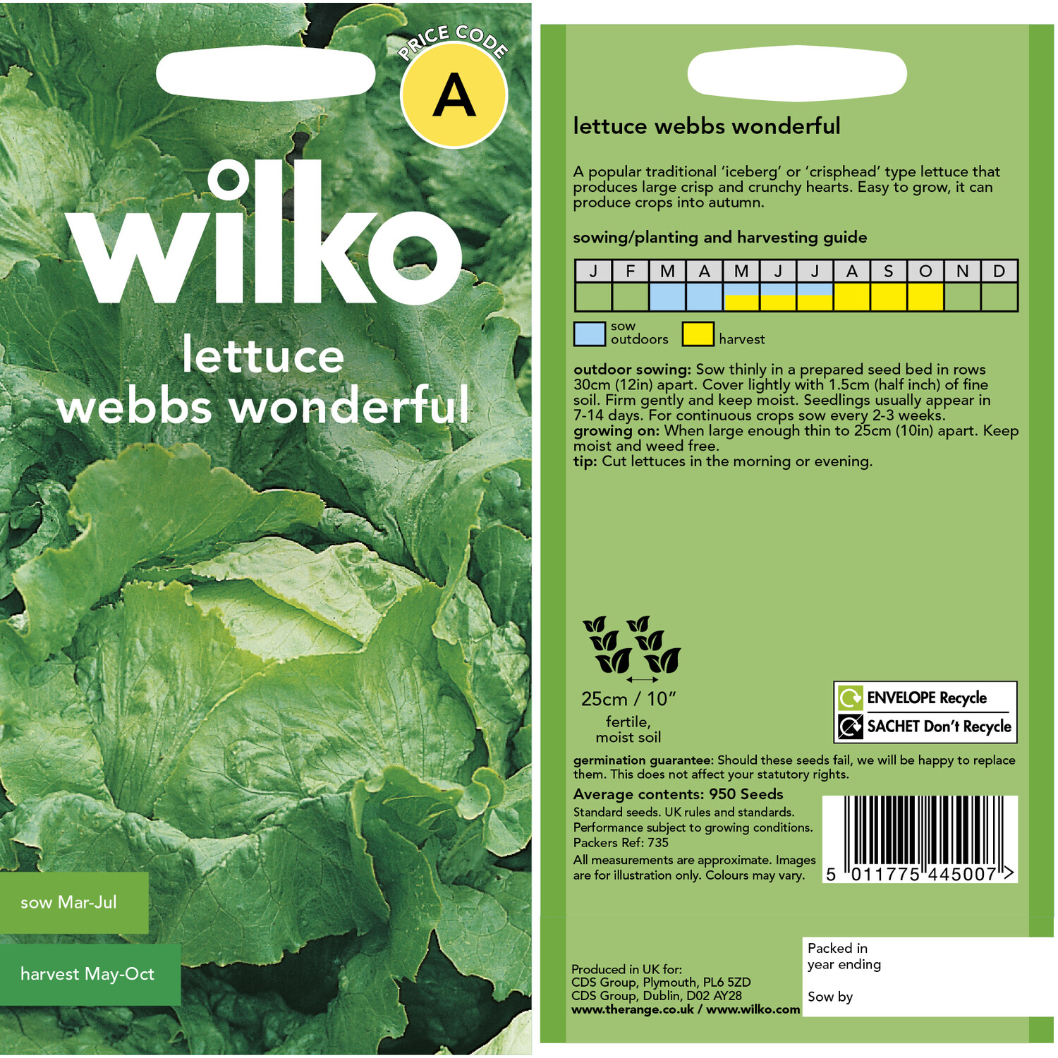 Wilko Lettuce Webbs Wonderful Seeds Image 3