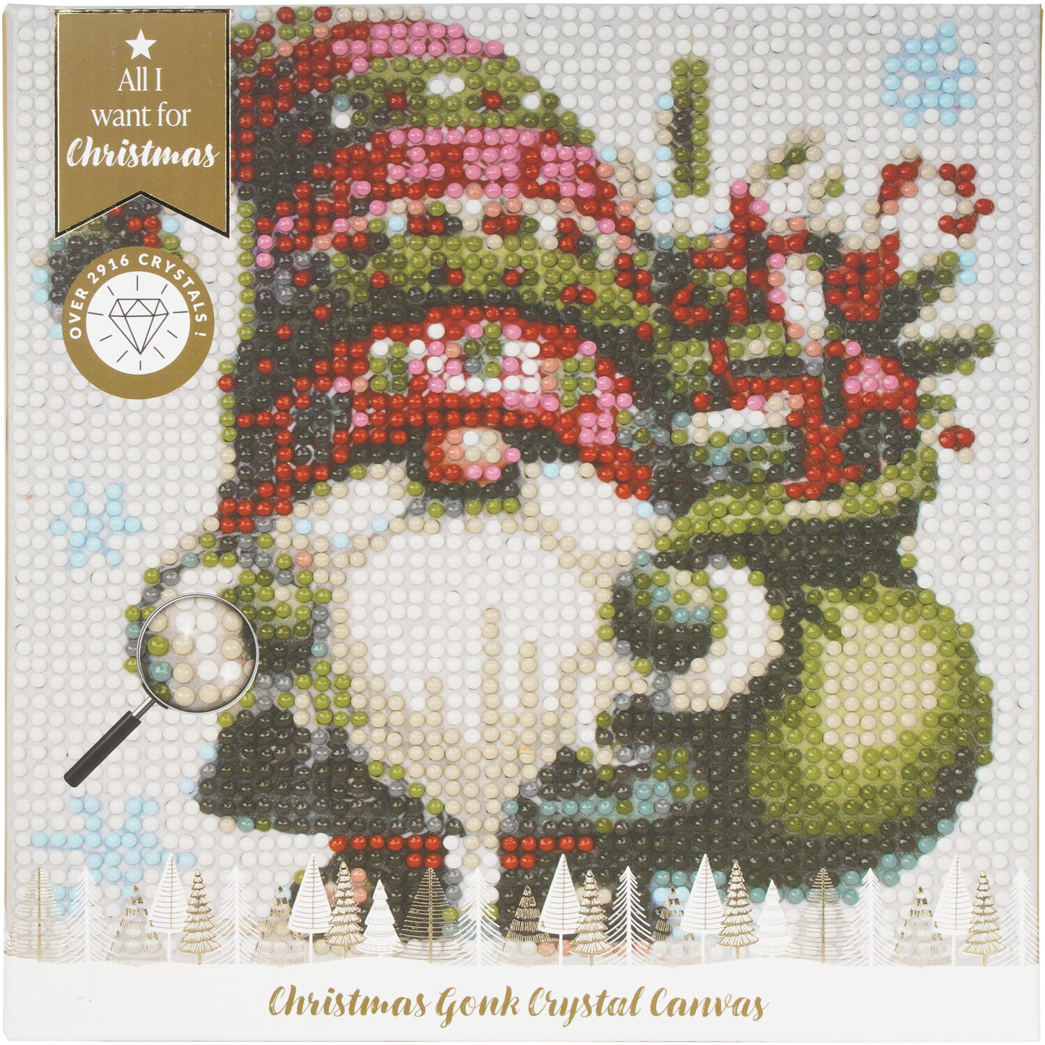 Crystal Art Christmas Gonk Kit Green Image 1