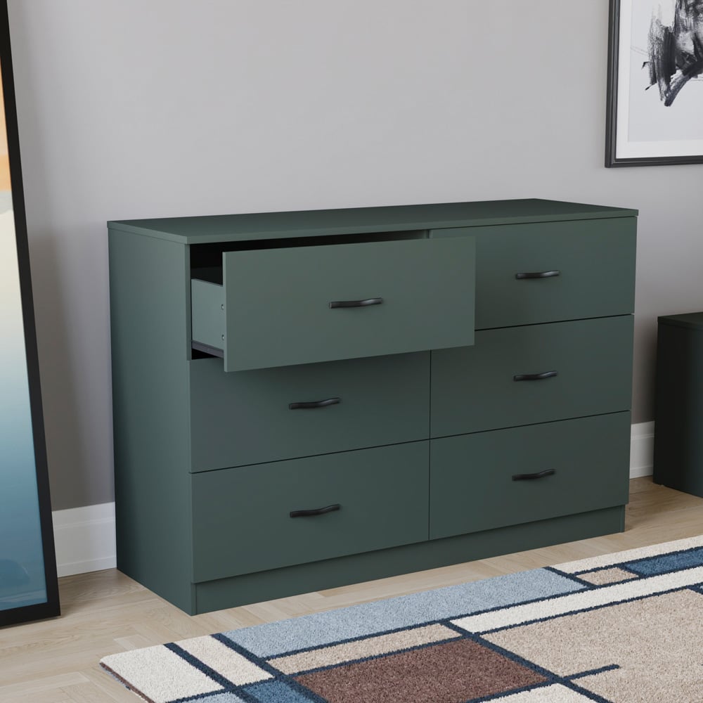 Vida Designs Riano 6 Drawer Jasper Green Chest of Drawers Image 4
