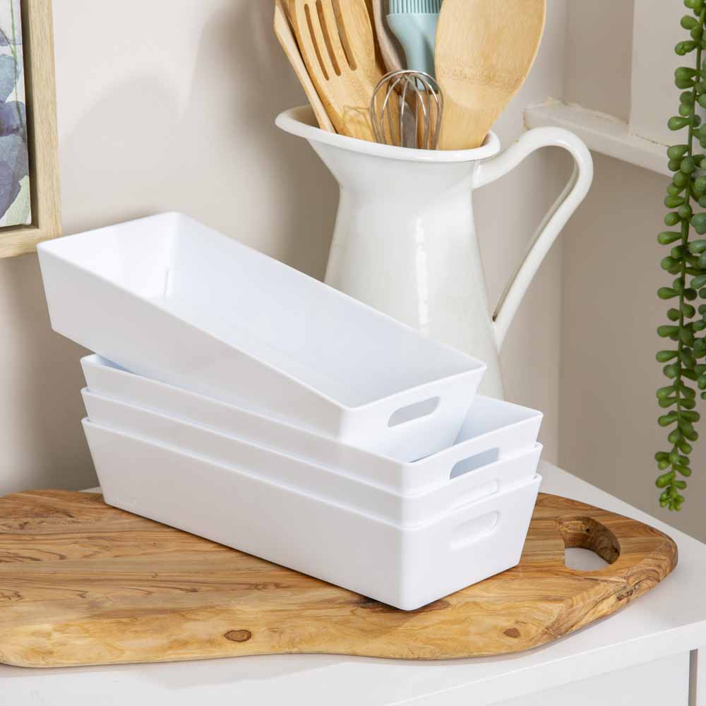 Wham 1L White Studio 2.1 Rectangular Basket 4 Pack Image 2