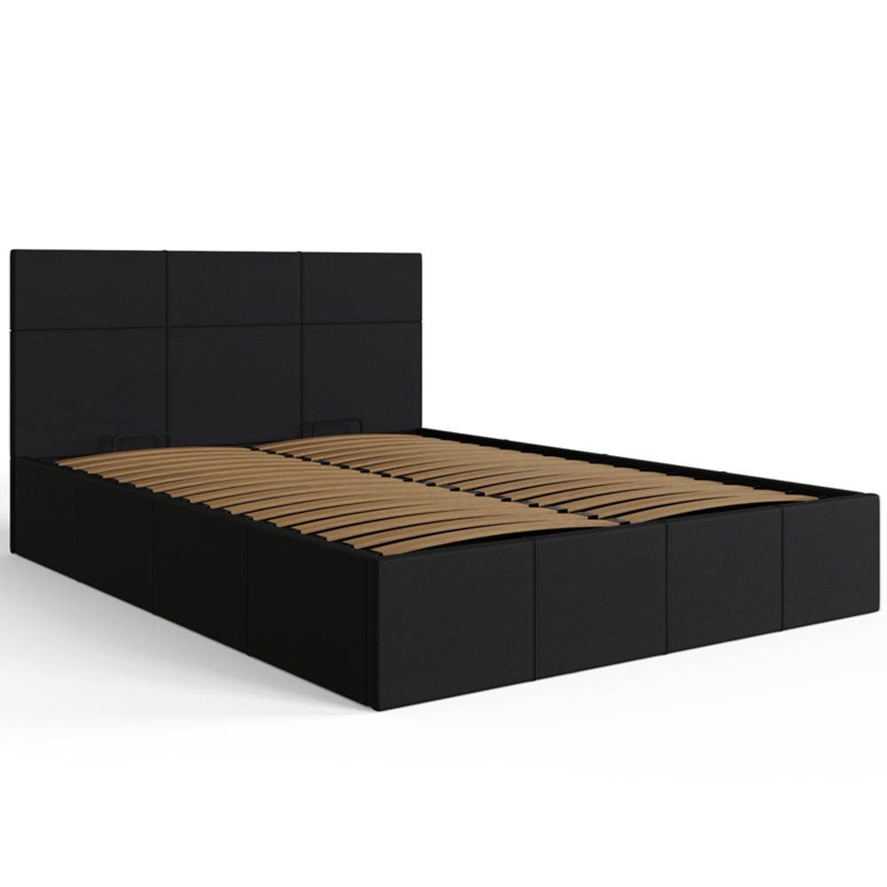 GFW King Size Black Faux Leather End Lift Ottoman Bed with Bonnell Mattress Image 6