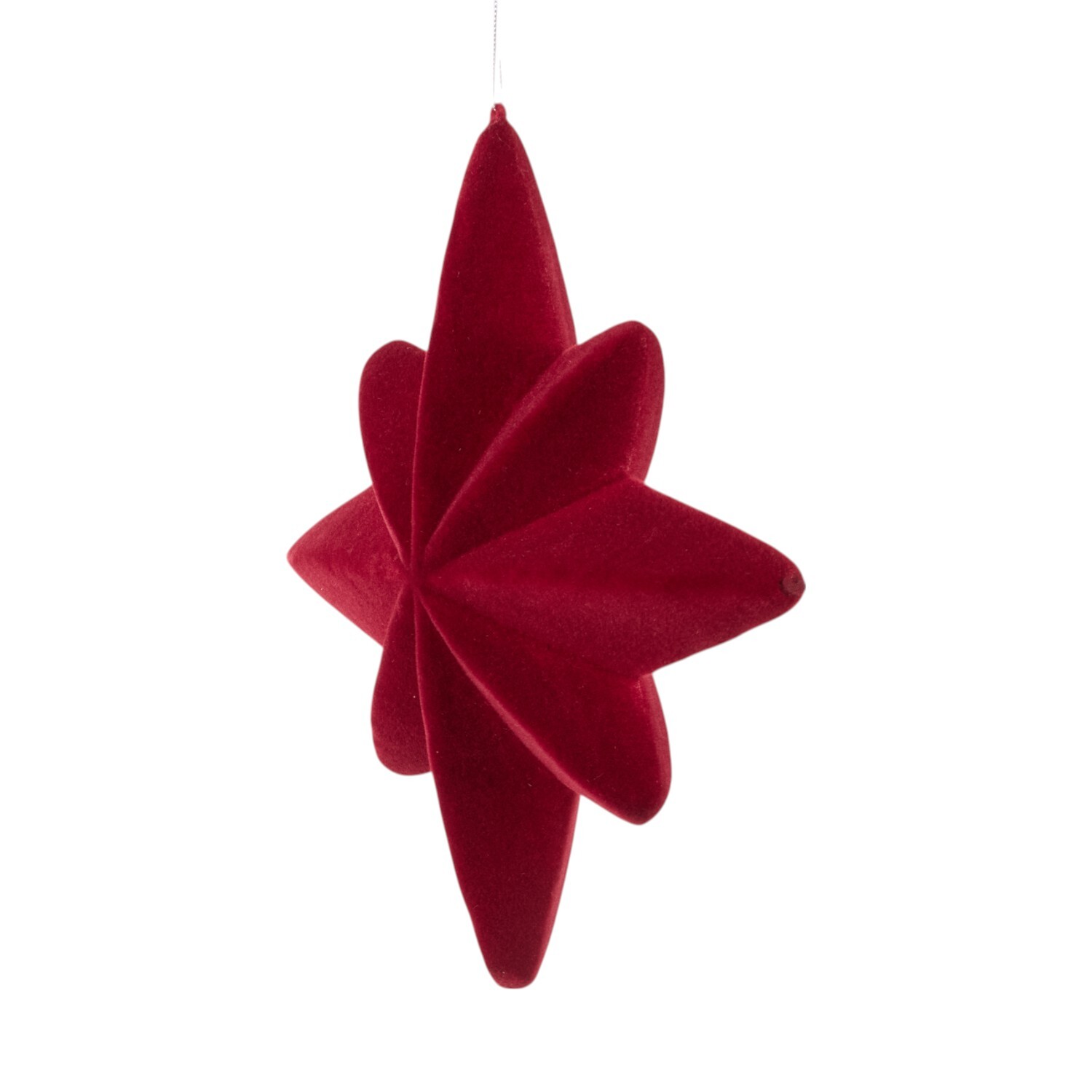 Hanging Flocked Star DecorationRed Image 3