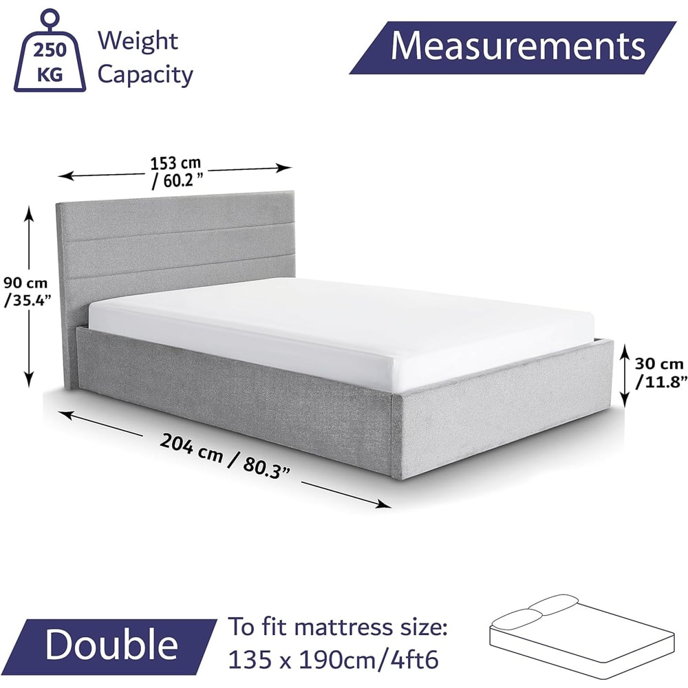Home Treats Double Grey Bed Frame with Mattress Image 9