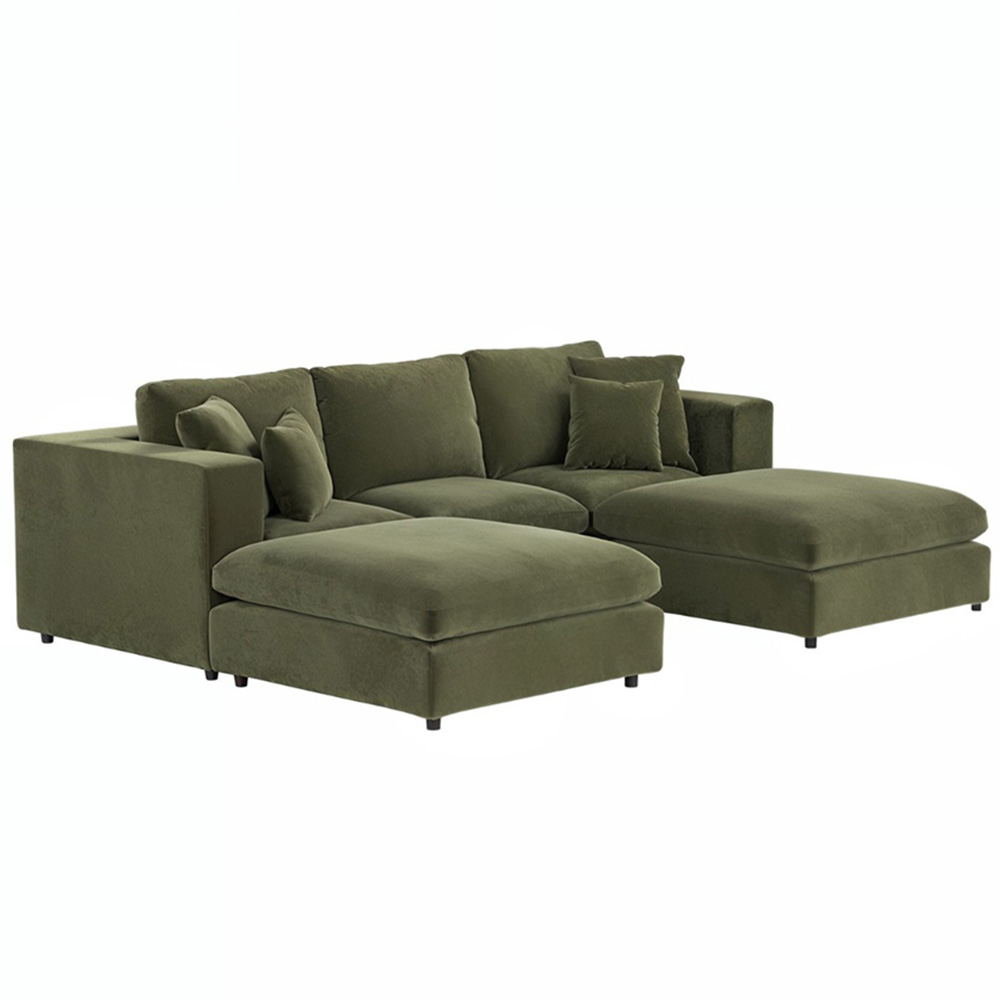 SOLACE+CO Asher Khaki Green Footstool Image 4