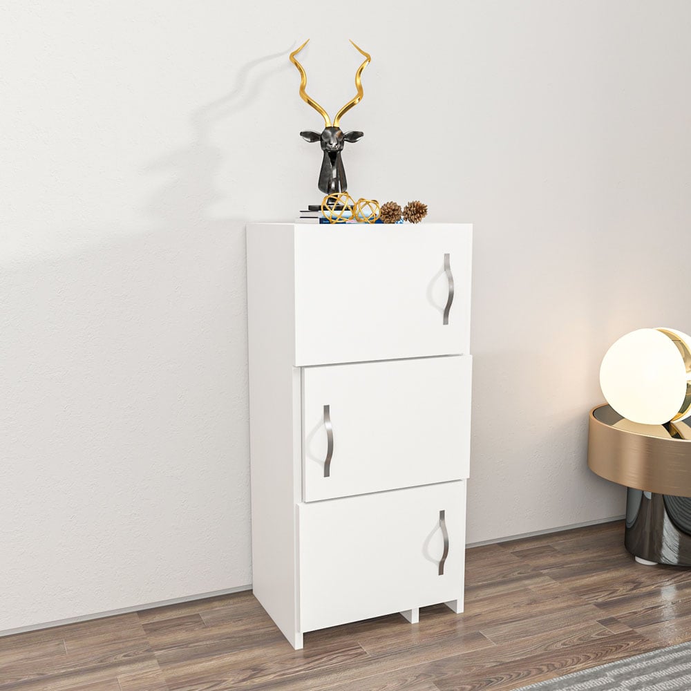 Decorotika Anna 3 Door White Multipurpose Cabinet Image 7
