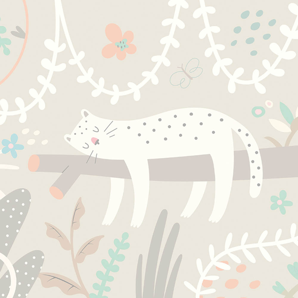 Origin Murals Sleeping Jungle Leopard Grey Wall Mural Image 2