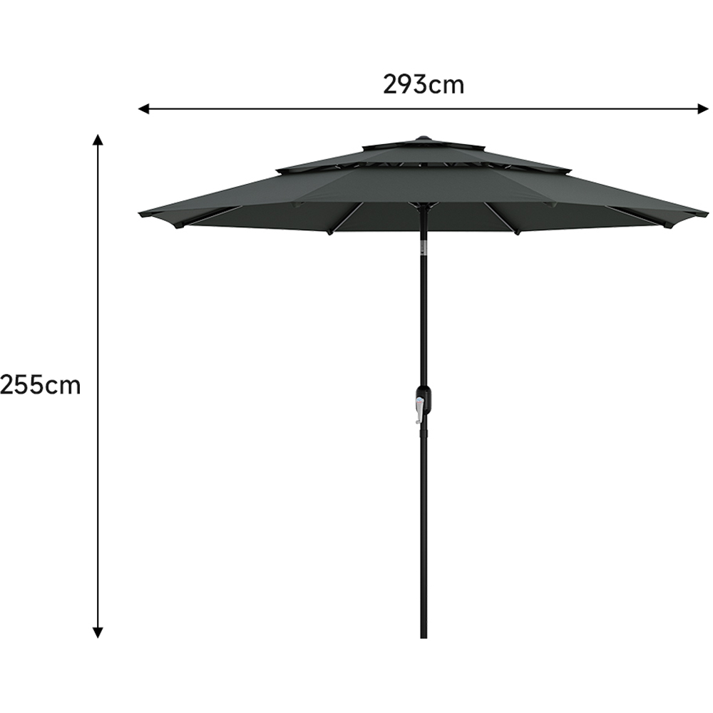 Living and Home Dark Grey 3 Tier Crank and Tilt Parasol with Rose Cement Base 3m Image 9