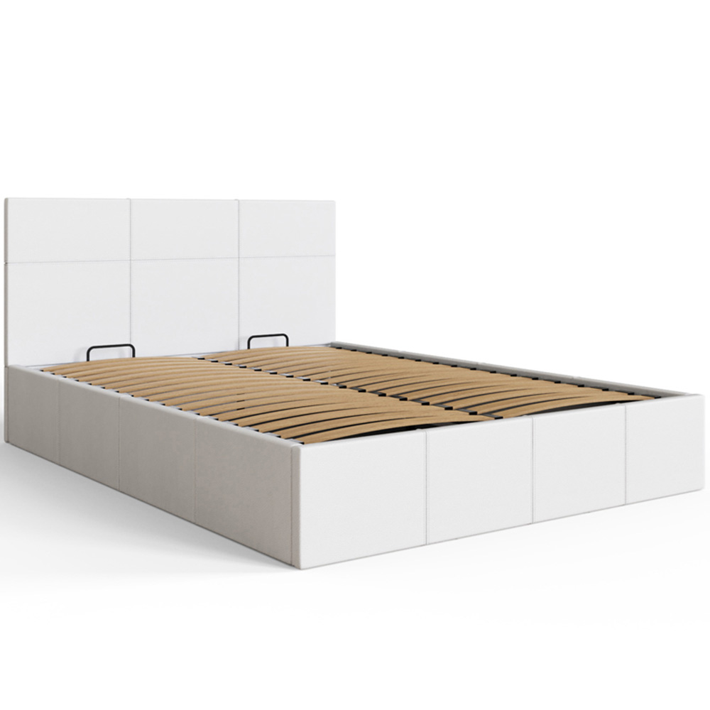 GFW King Size White Faux Leather End Lift Ottoman Bed with Bonnell Mattress Image 6