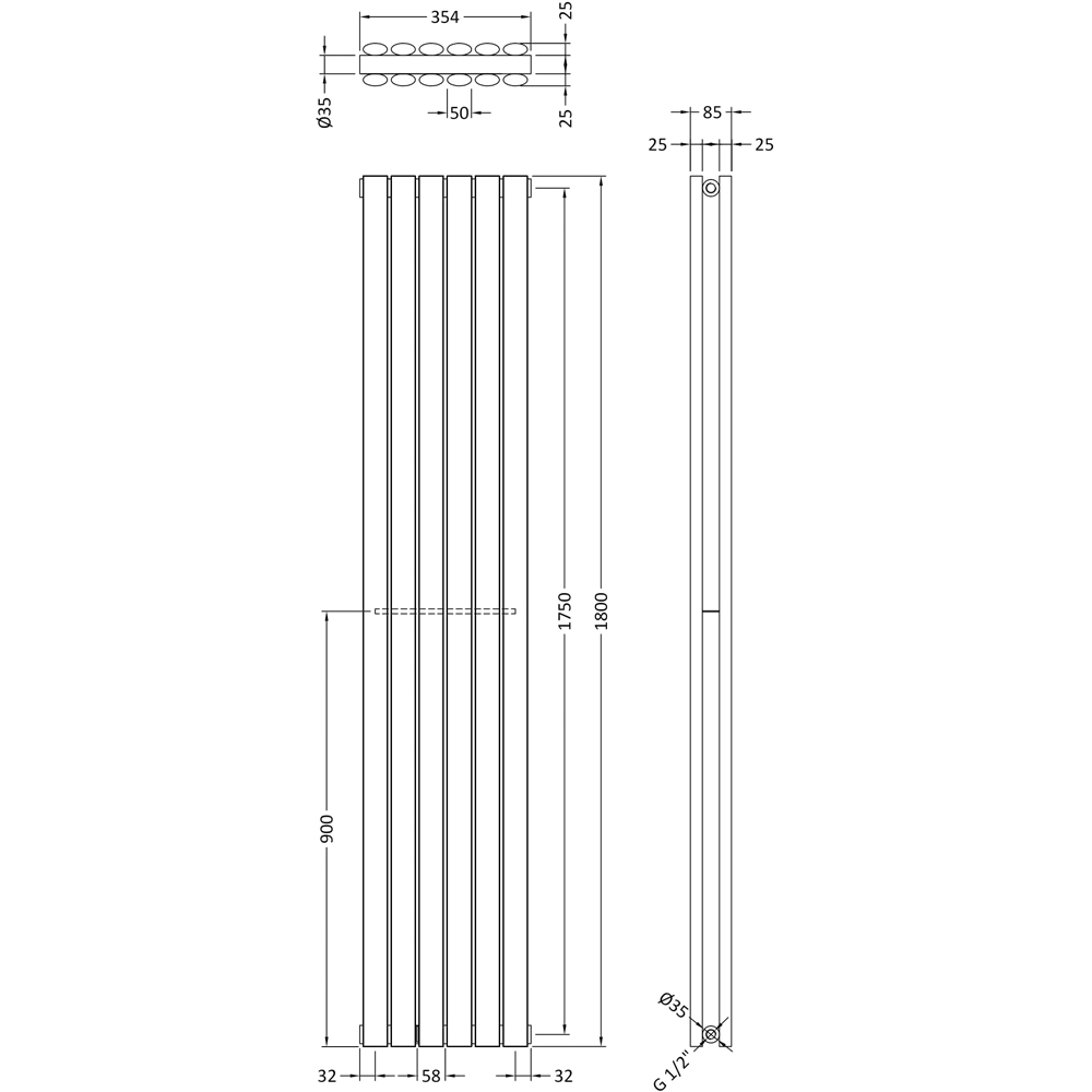 nuie Revive Anthracite Double Panel Designer Radiator 1800 x 354mm Image 3