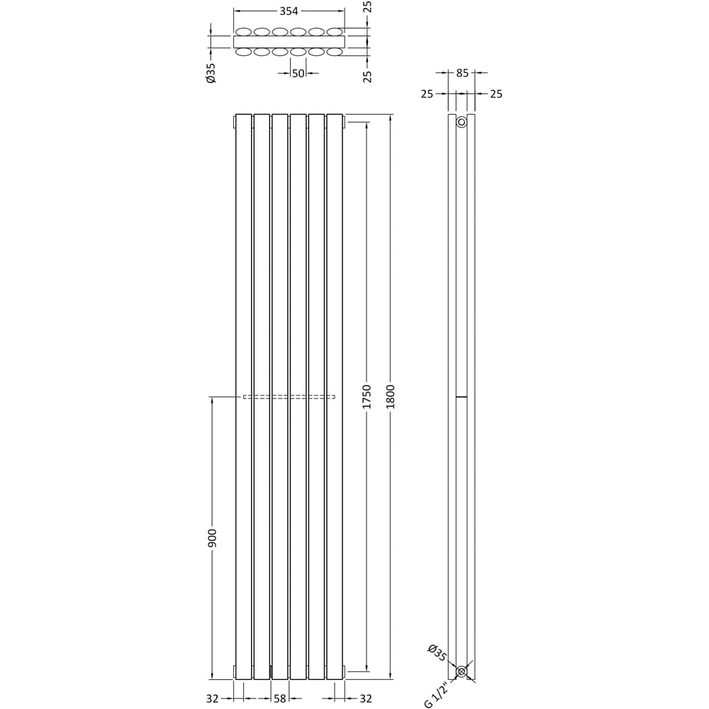 nuie Revive High Gloss White Double Panel Designer Radiator 1800 x 354mm Image 3