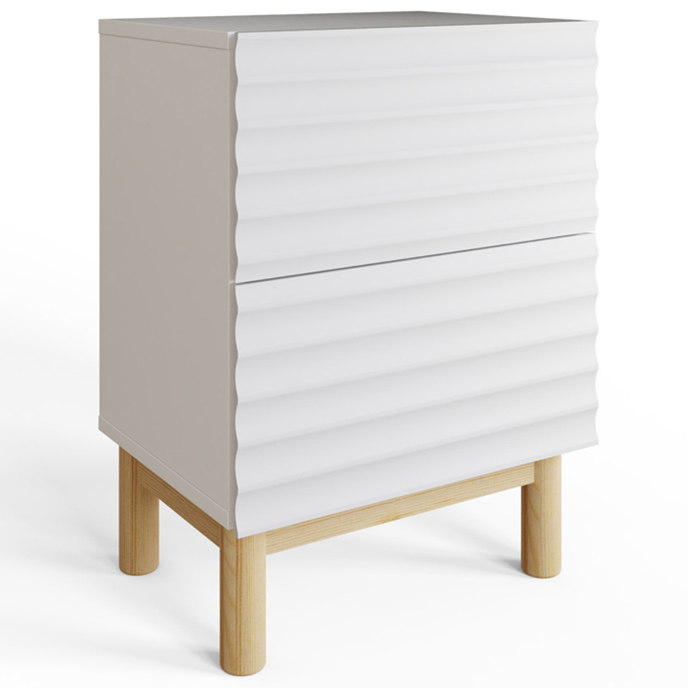 GFW Karla 2 Drawer White Ribbed Bedside Table 2 Pack Image 3