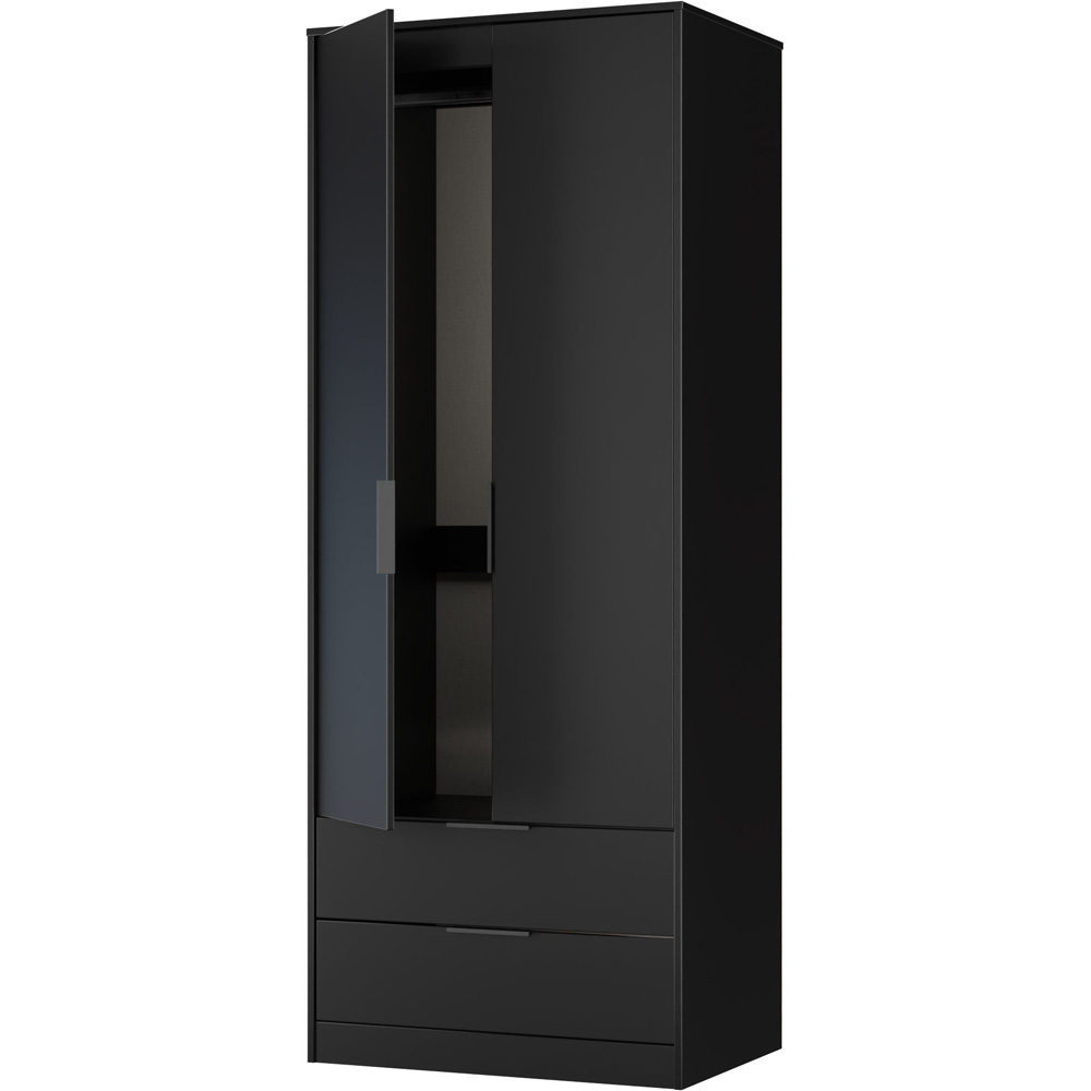 Crowndale Hong Kong 2 Door 2 Drawer Matt Black Tall Wardrobe Ready Assembled Image 5