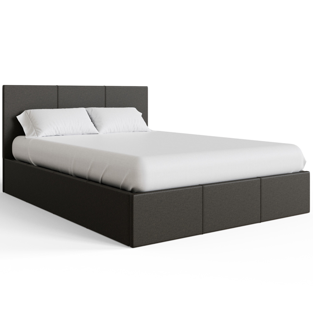 GFW Double Grey Hopsack Fabric End Lift Ottoman Bed with Bonnell Mattress Image 3