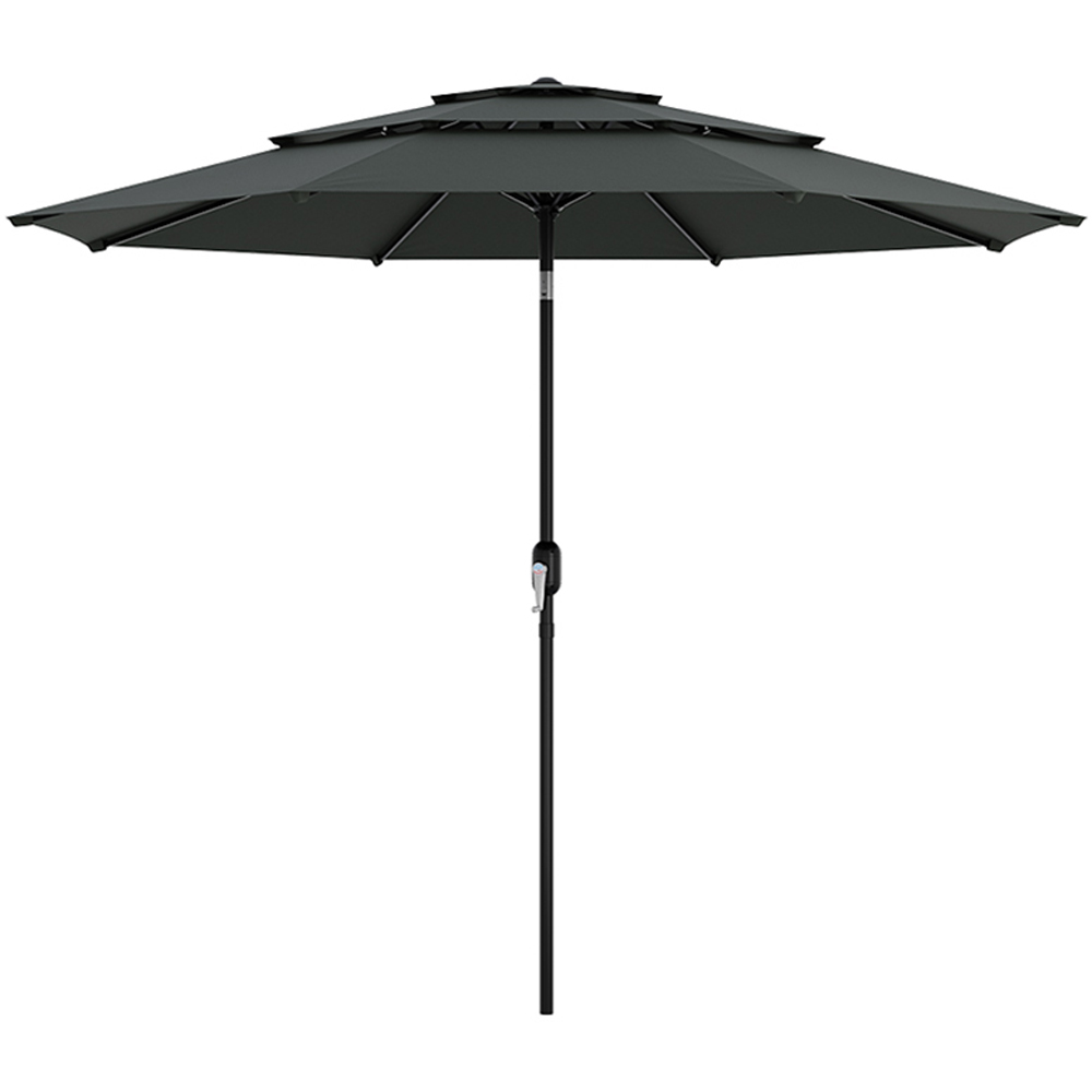 Living and Home Dark Grey 3 Tier Crank and Tilt Parasol 3m Image 1
