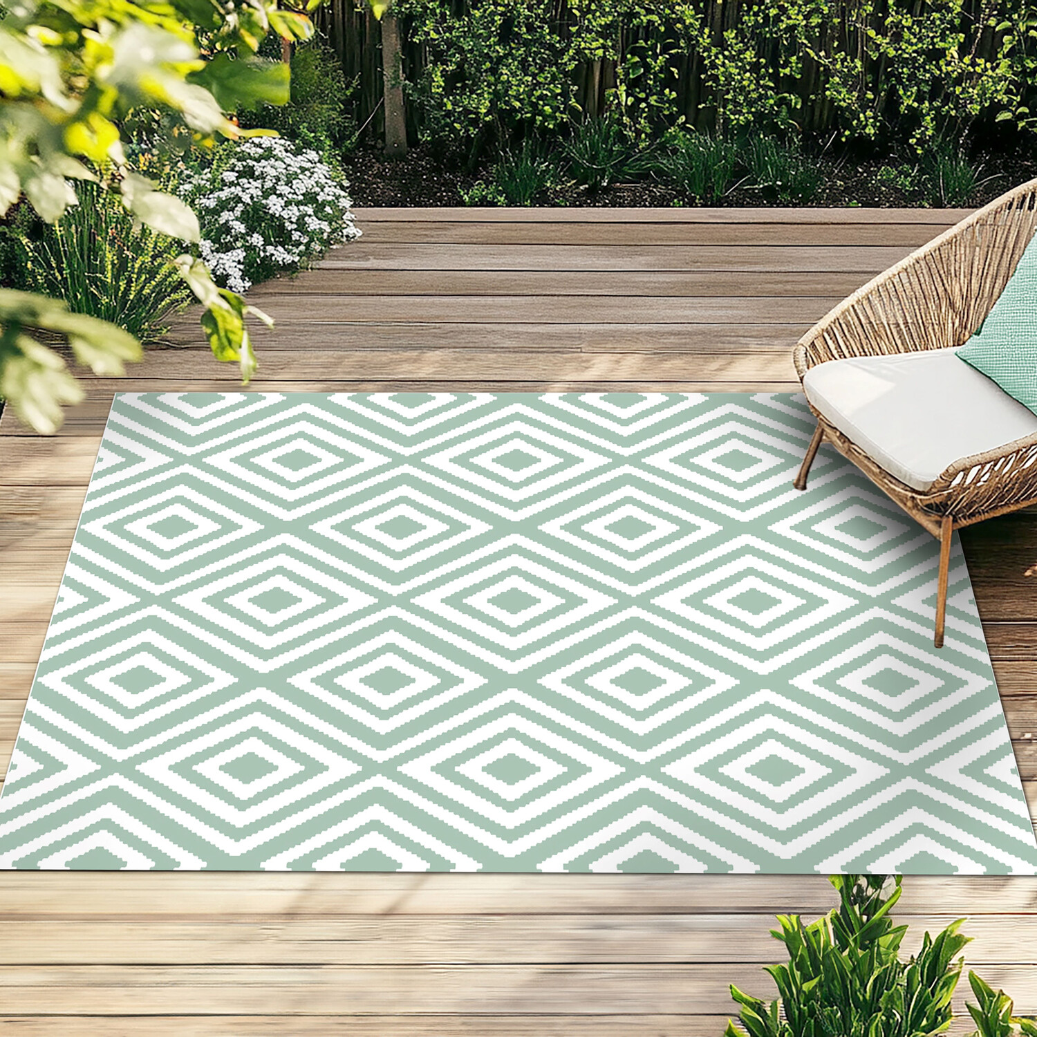 Hamilton Sage Geo Reversible Outdoor Rug 90 x 150cm Image 3