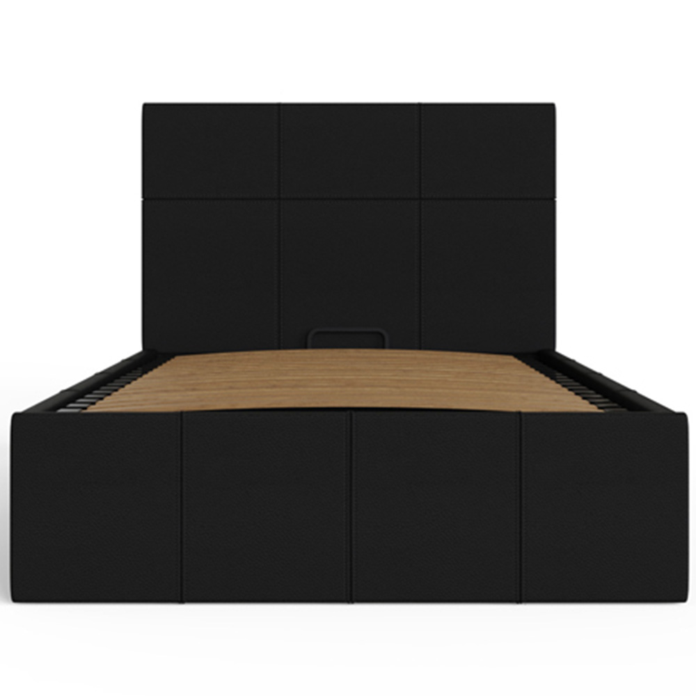 GFW Single Black Faux Leather Side Lift Ottoman Bed with Bonnell Mattress Image 4