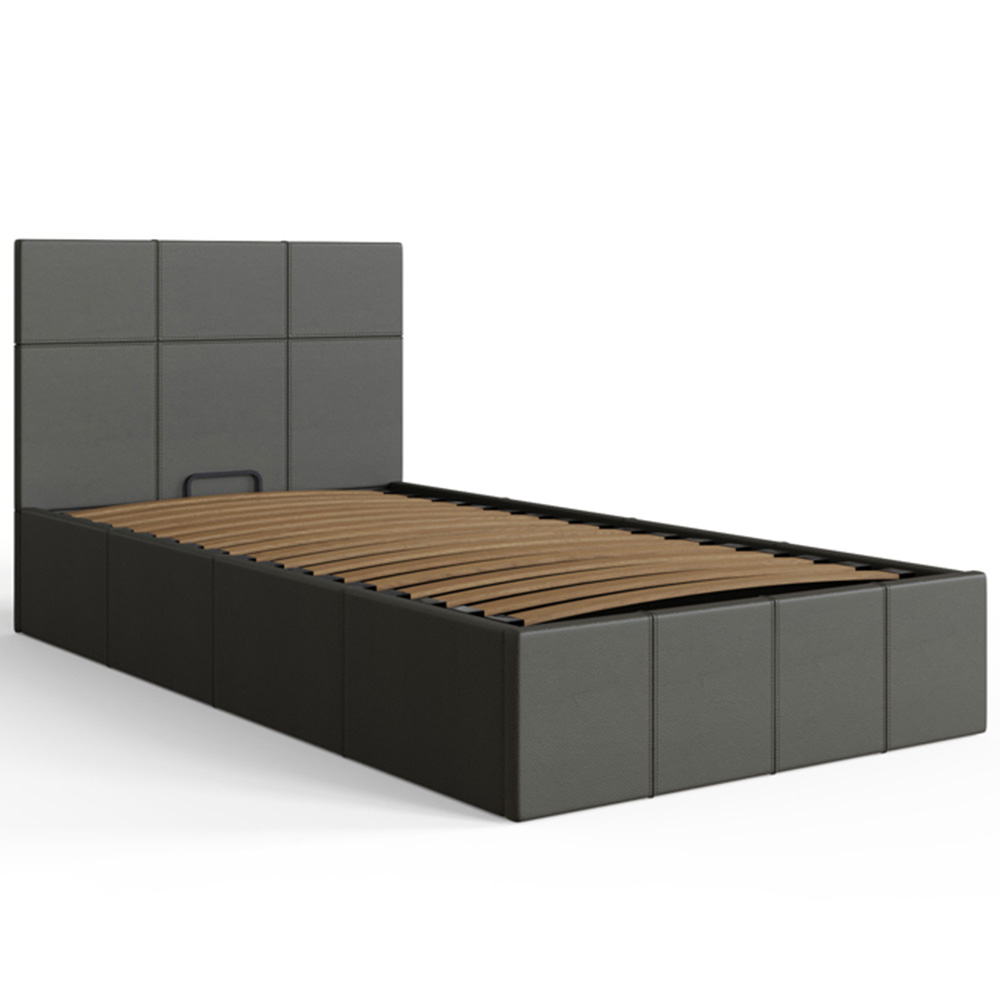 GFW Single Grey Faux Leather Side Lift Ottoman Bed with Bonnell Mattress Image 3
