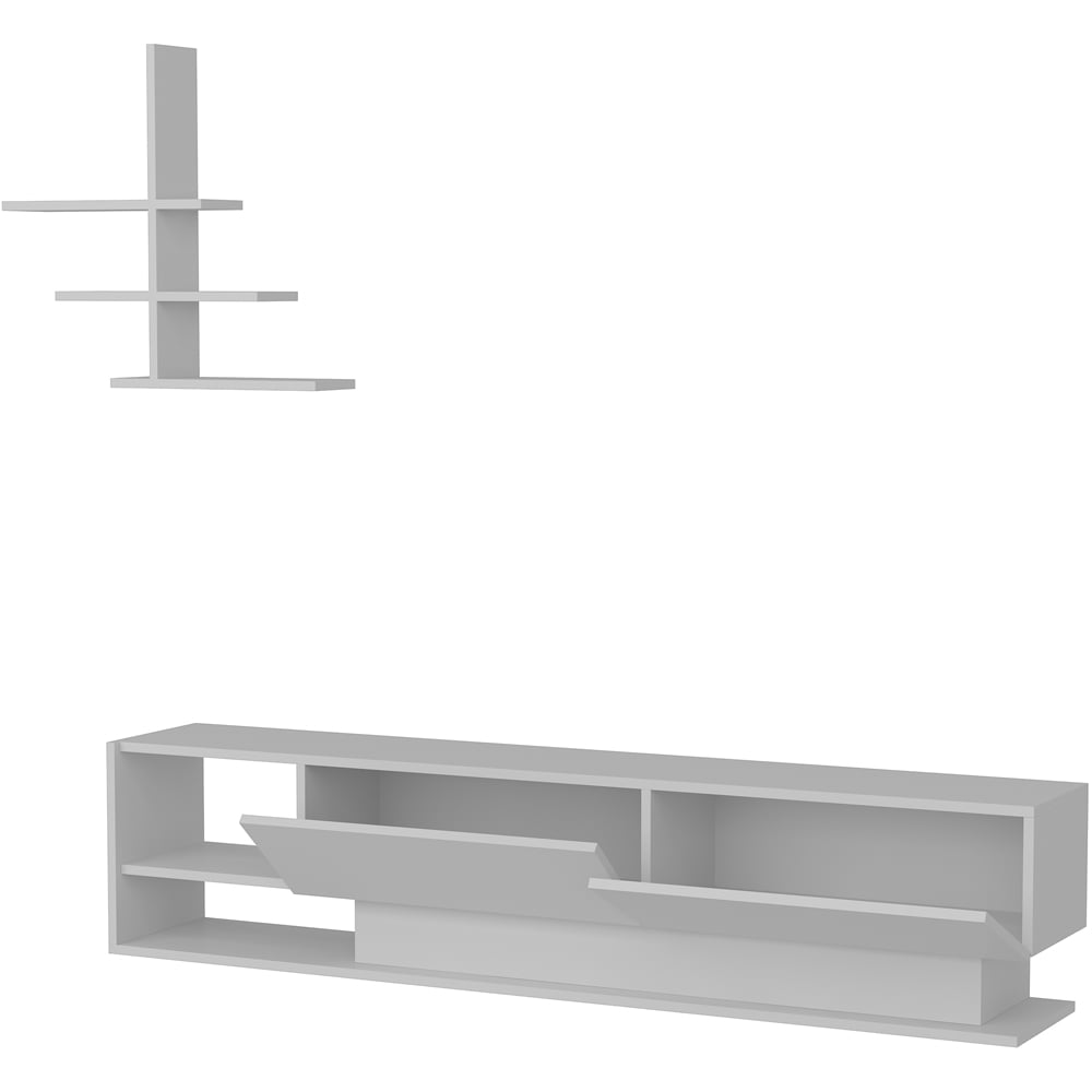 Decorotika Liza 2 Door 2 Shelf White TV Unit with Wall Shelf Image 6