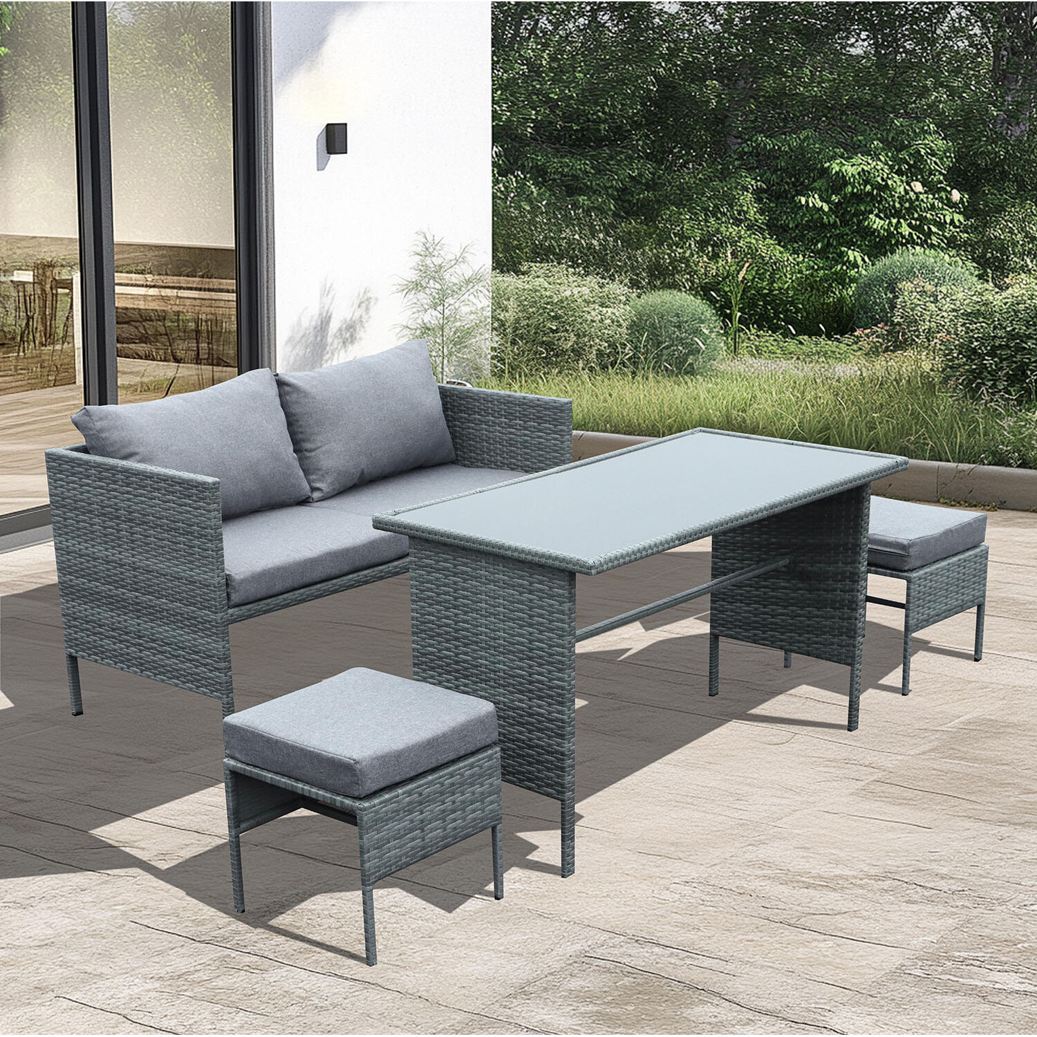 Clara 4 Seater Grey Rattan Sofa Set Image 2