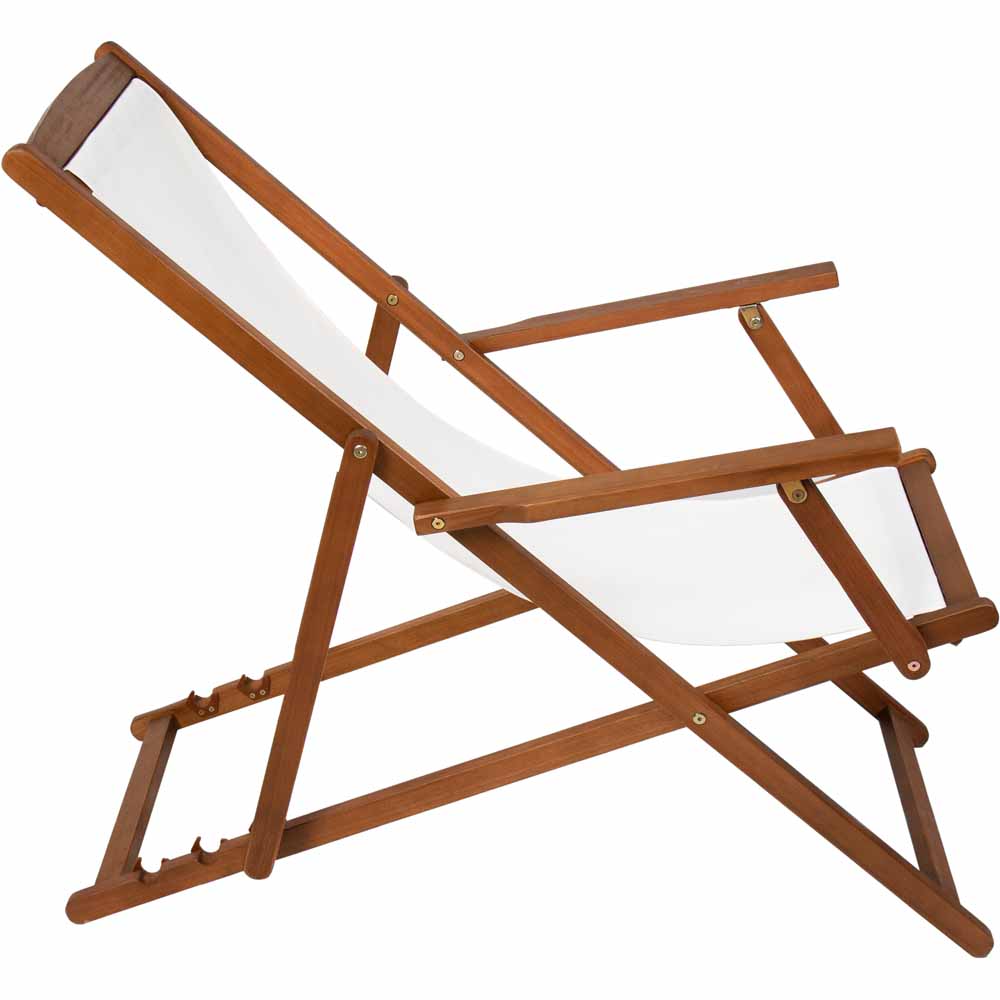 Charles Bentley Cream Eucalyptus Wooden Deck Chair Image 2