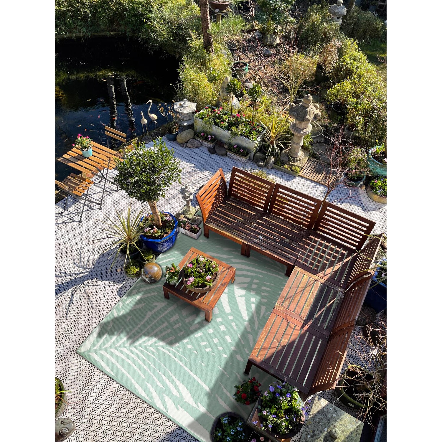 Tropical Leaf Outdoor Rug - Sage Image 6