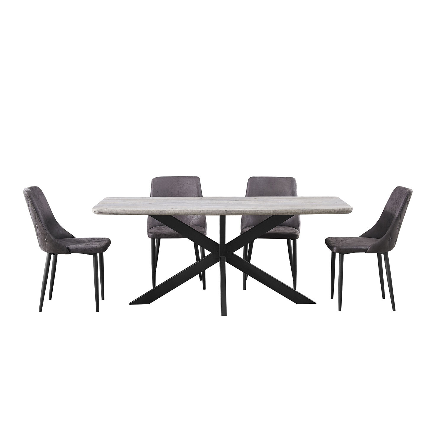 Chester 6 Seater Dining Table Grey and Black Image 5
