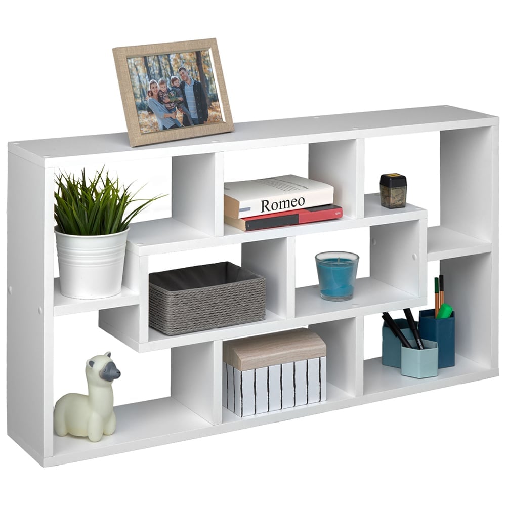 tectake Cassandra 8 Compartment White Floating Shelf Image 3