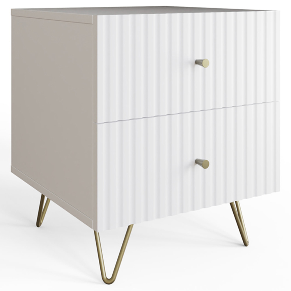 GFW Thalia 2 Drawer White Bedside Table Image 2