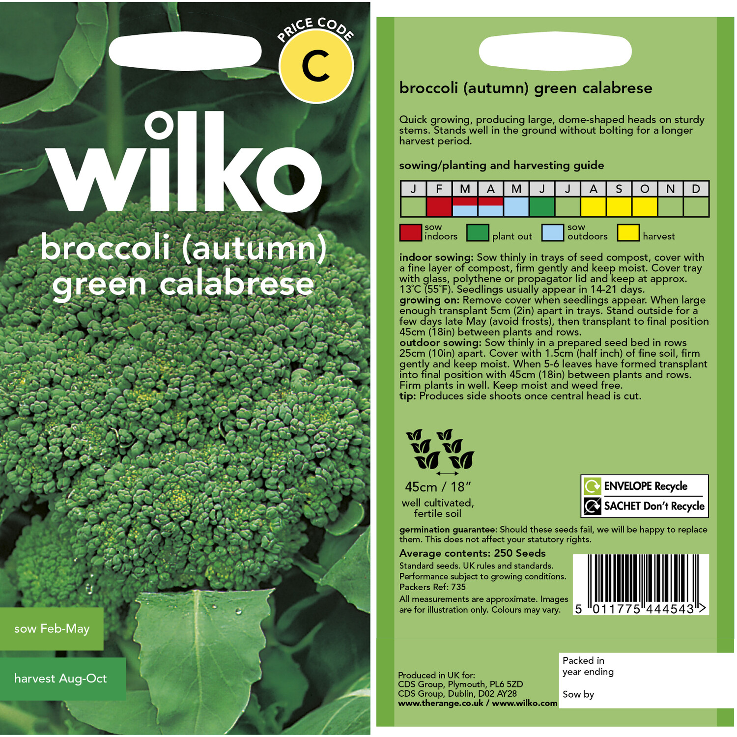 Wilko Green Calabrese Autumn Broccoli Seeds Image 3