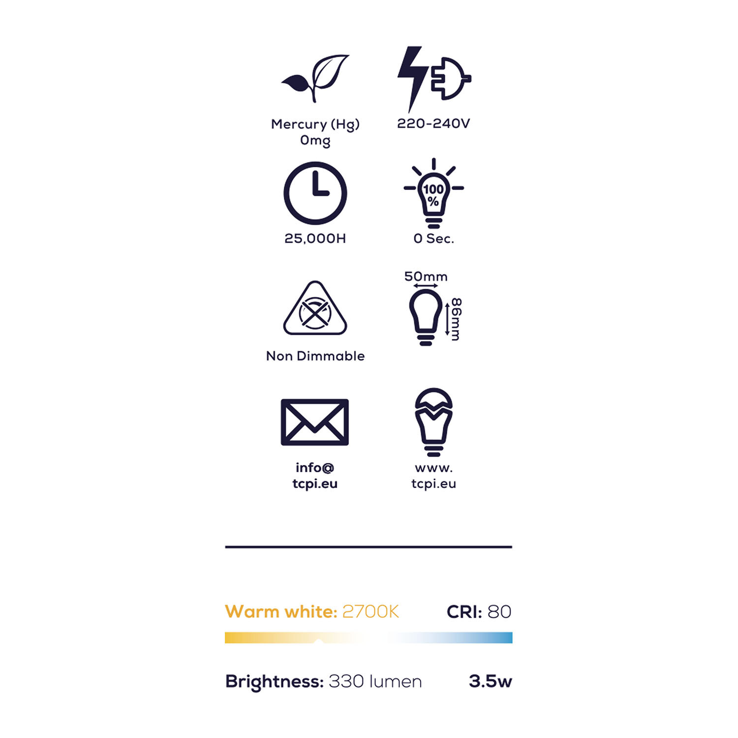 TCP LED R50 330L E14 Warm White Bulb - Warm White Image 3