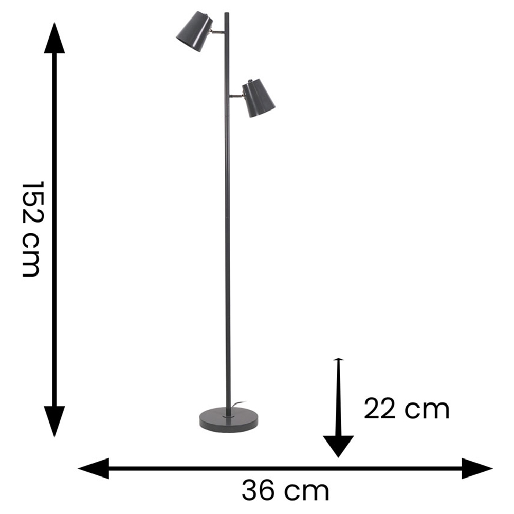 ValueLights Bibi Charcoal Grey 2 Way Adjustable LED Floor Lamp Image 6