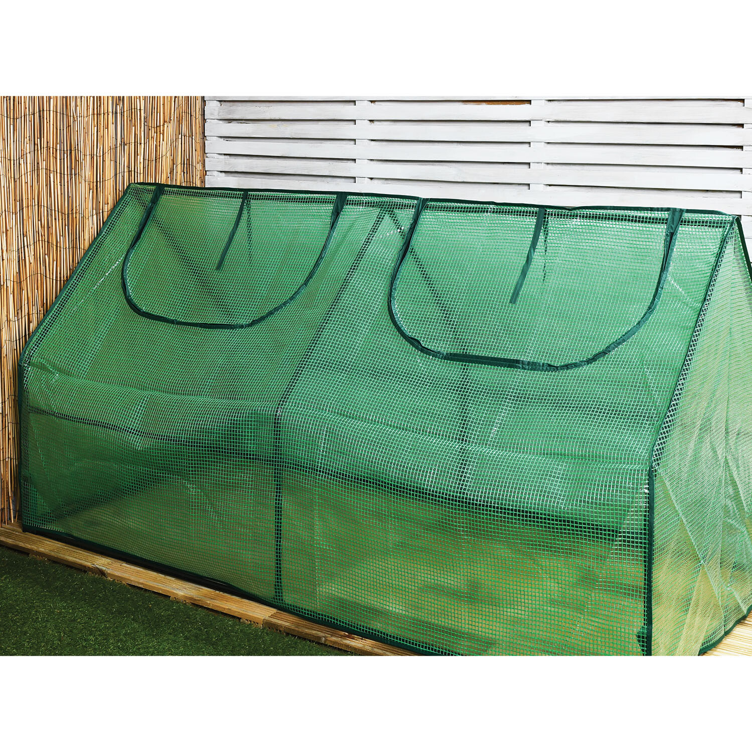 Cold Frame Greenhouse with PE Mesh Cover - Green Image 4