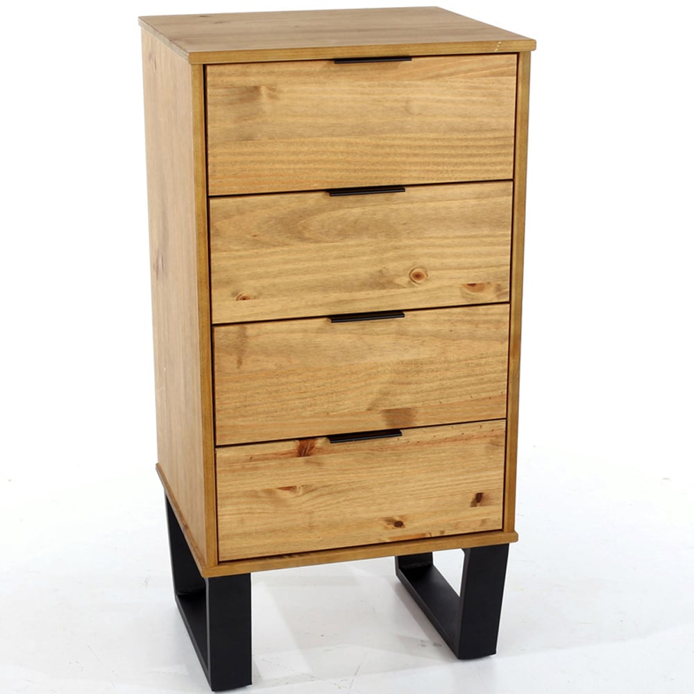 Core Products Texas 4 Drawer Antique Wax Pine Narrow Chest of Drawers Image 4