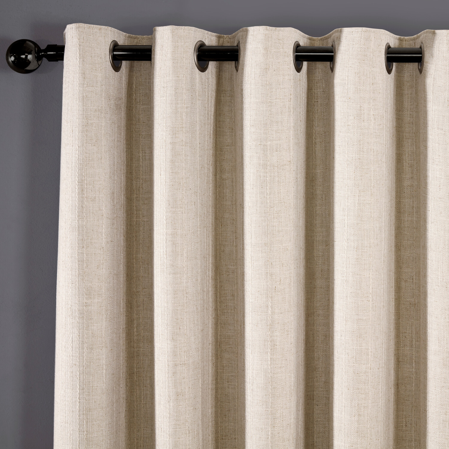 Winslow Stripe Eyelet Blackout CurtainsNatural168cm183cm Image 3