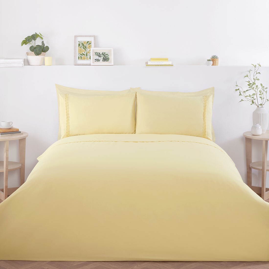 Lara Embroidered Duvet Set - Yellow / Superking Image 1