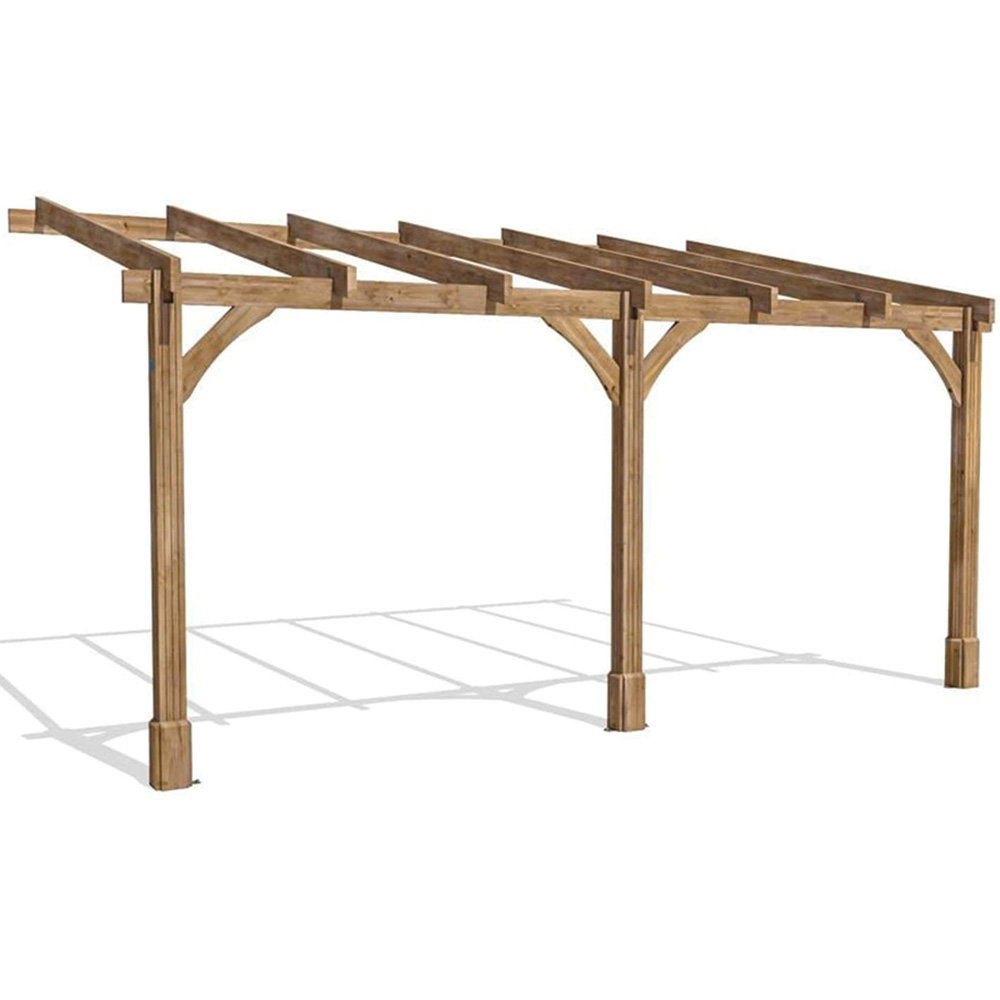 Dunster House Leviathan 5 x 3m Brown Plant Frame Wall Mounted Lean To Pergola Image 2