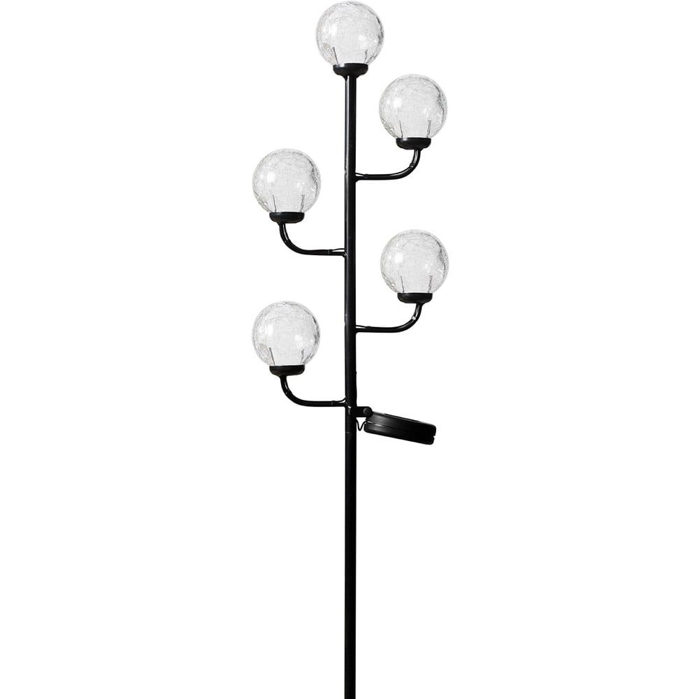 5 Branch Crackle Ball Solar Garden Stake Light Image 1