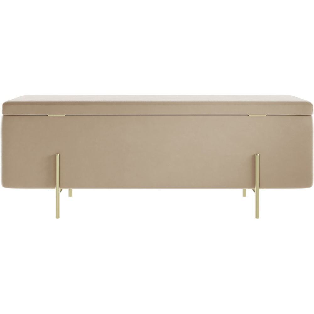 Lola Beige and Brushed Gold Velvet Storage Ottoman Image 4