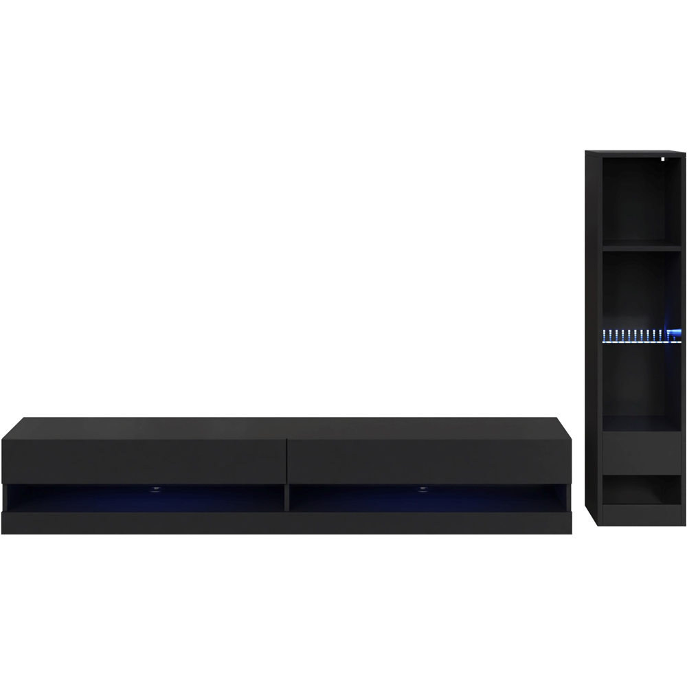 GFW Galicia 6 Shelf Black Compact Wall Mounted LED Media Set Image 2