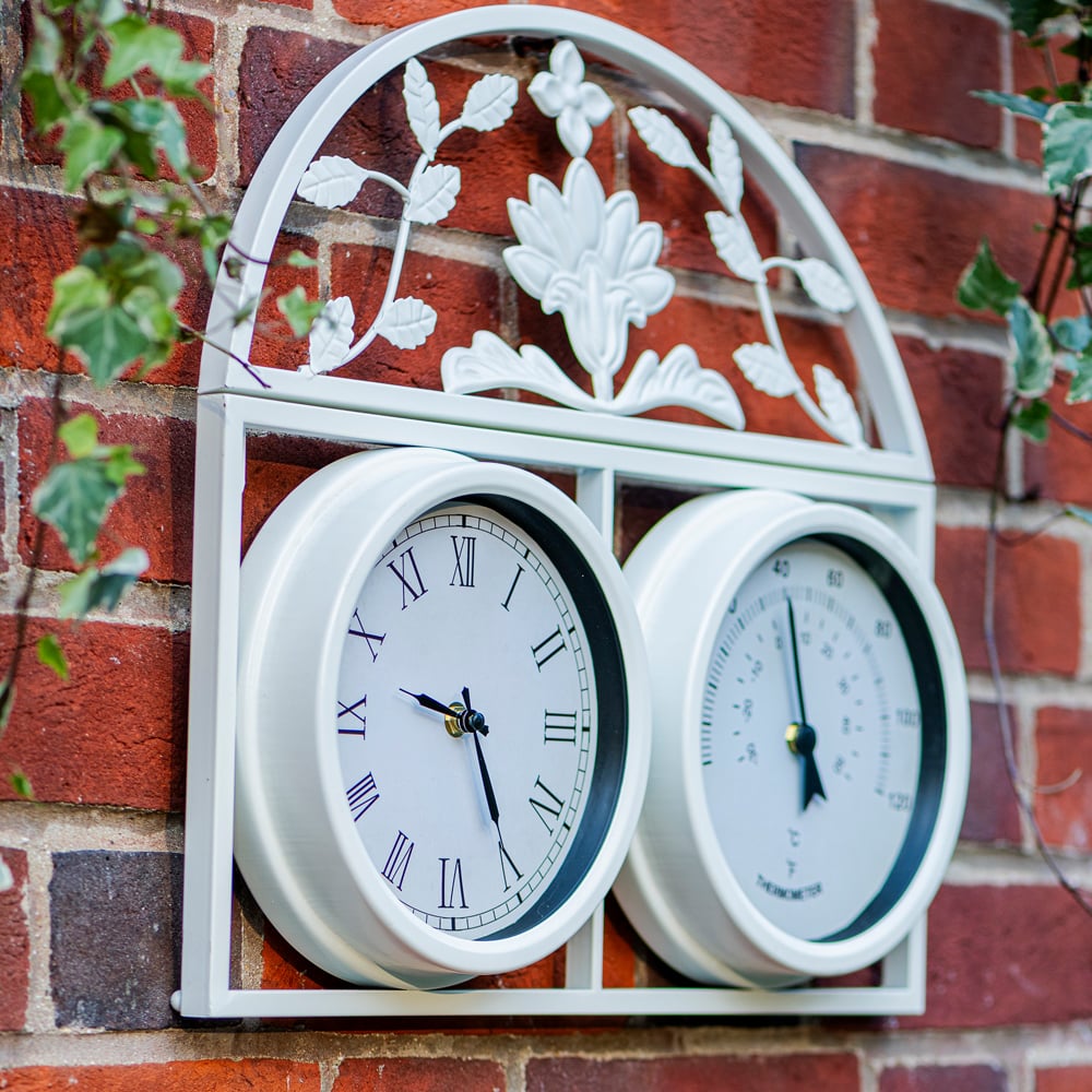 Garden Gear Wyevale Garden Black Floral Pattern Wall Clock and Thermometer Image 3