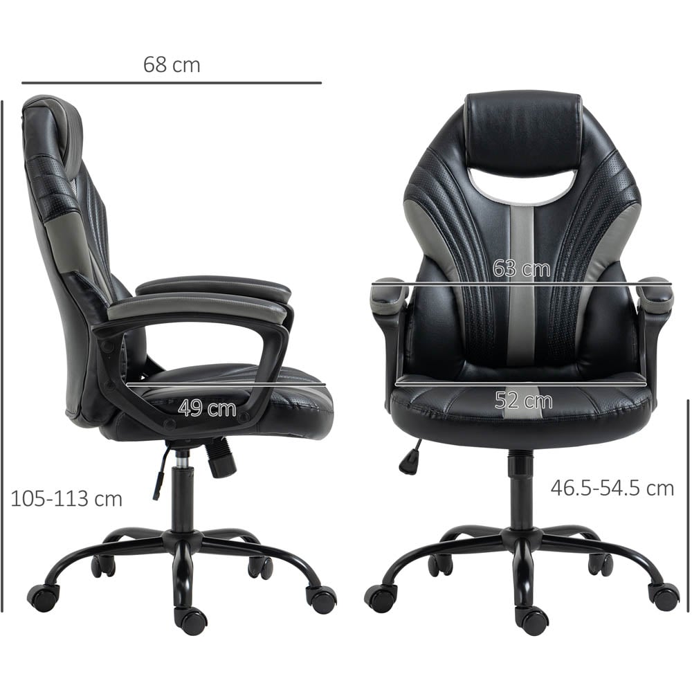 Portland Black and Grey PU Leather Racing Gaming Chair Image 7
