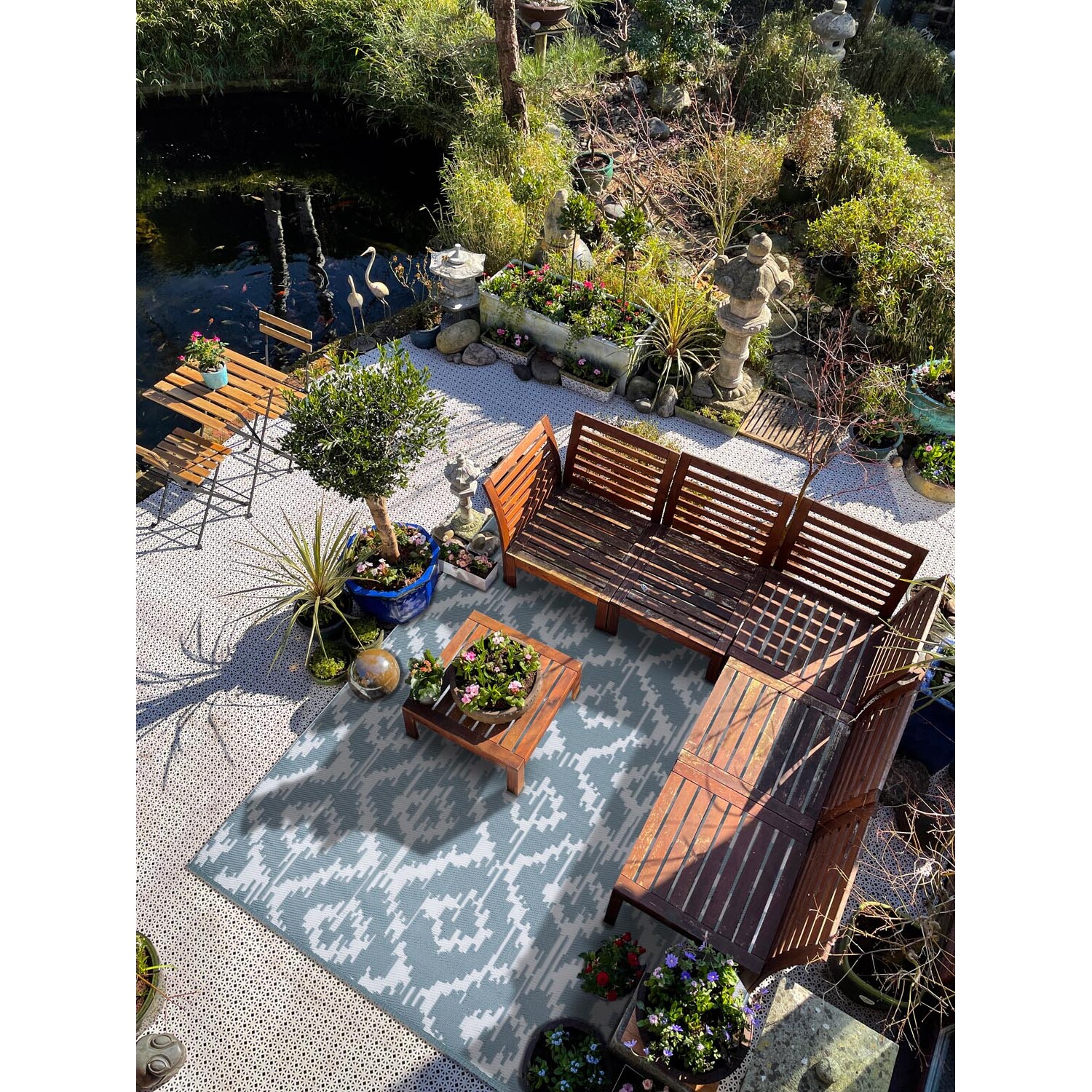 Tribal Geo Outdoor Rug - Steel Image 3