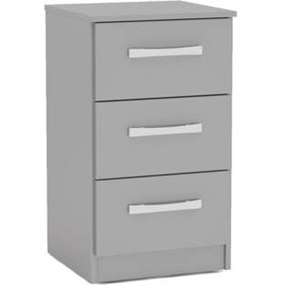 Lynx 3 Drawer Grey Bedside Table Image 2